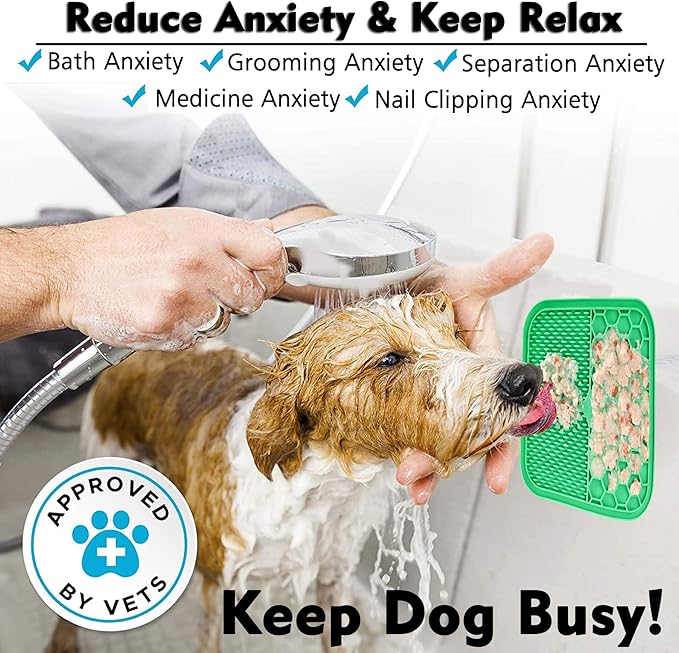 Dog Lick Pad, 2-Pack Large Licking Mat for Dogs, Slow Feeder Dog Licking Mat with Suction Cups. Boredom & Anxiety Reducer, Perfect for Food, Treats, Yogurt, or Peanut Butter.