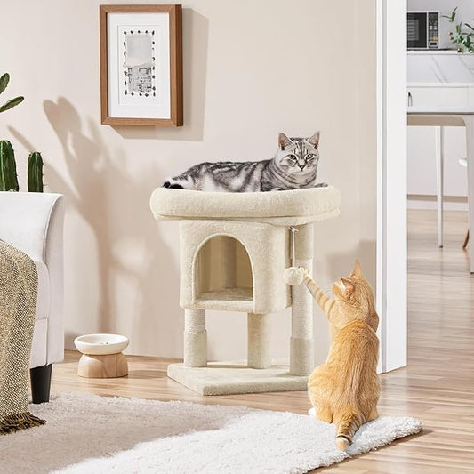 Yaheetech 23.5in Cat Tree Tower, Cat Condo with Sisal-Covered Scratching Posts, Cat House Activity Center Furniture for Kittens, Cats and Pets - Beige