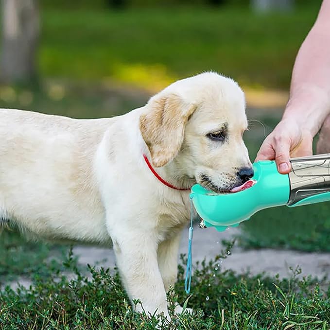 Portable Travel Pet Water Bottle – Leakproof Dog Water Dispenser with Poop Bag Holder & Waste Shovel – Ideal for Walking, Hiking & Outdoor Adventures (Blue)