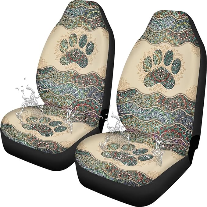 Dog Paw Car Seat Cover, Non-Slip Auto Front Seat Covers Automobile Seats Protectors Car Accessories for Vehicle, Cars, Sedan, Truck, SUV, Van
