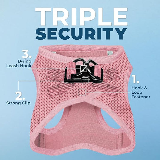 Best Pet Supplies Voyager Step-in Air Harness - All Weather Mesh, Reflective, No Pull Harness for Dogs, Cats - Secure with Hook & Loop Fastener, Buckle, Double D-Rings - Pink, XXS
