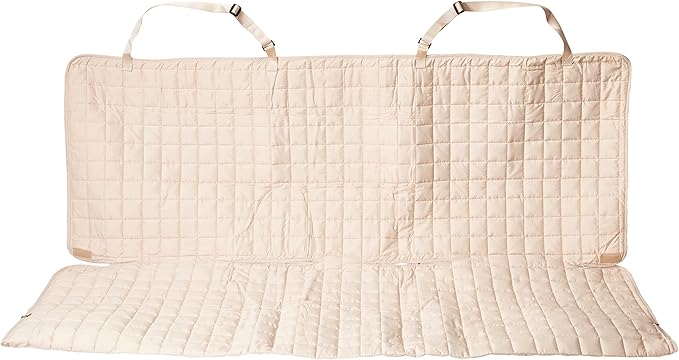 Elegant Comfort Quilted%100 Waterproof Premium Quality Bench Car Seat Protector Cover (Entire Rear Seat) for Pets - Ties to Stop Slipping Off THE Bench, Beige