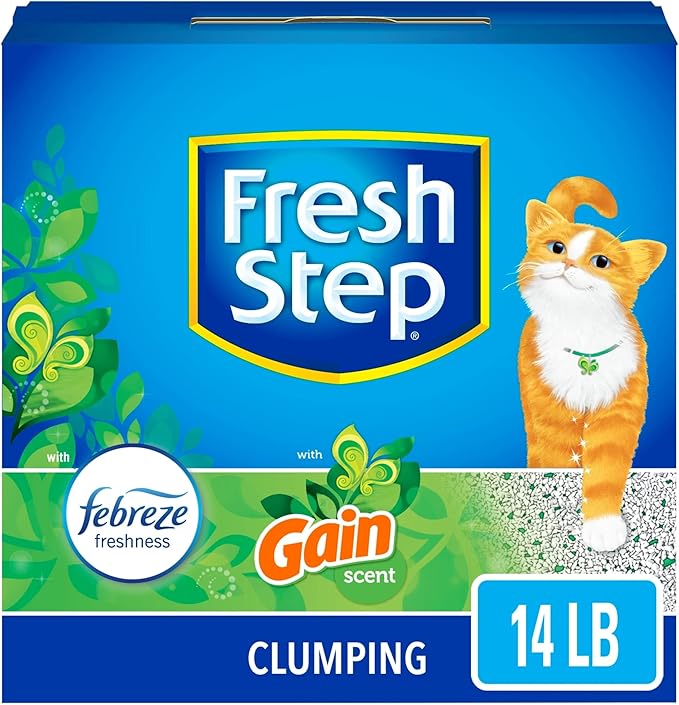 Fresh Step Clumping Litter With Febreze Freshness Gain Original Scent, Low-Dust Formula With Ammonia Block Technology, 14 lb. Box