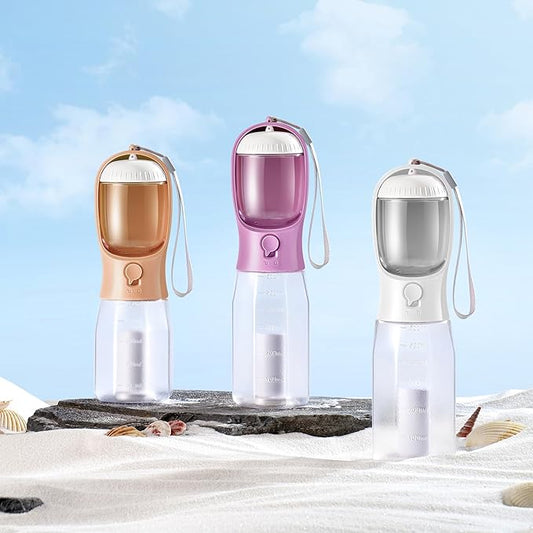 Dog Water Bottle with Food Container, Portable Pet Dog Water Dispenser for Outdoor Walking,Hiking,Travel,Puppy Essentials,Puppy Supplies,Replaceable Waste Bags