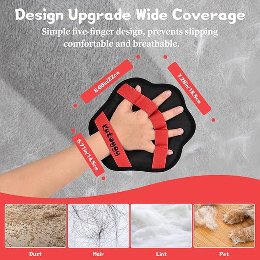 Pet Hair Removal Glove for Dog and Cat, Upgraded 5-Finger Electrostatic Pet Hair Remover, Reusable and Easy Cleaning, Effortlessly Remove Hair from Clothing, Couch, Carpet, Car Seat and Furniture