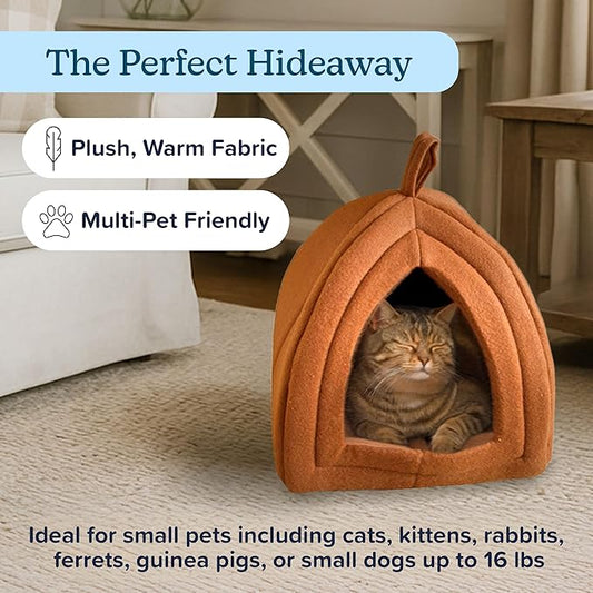 PETMAKER Indoor Cat House with Removable Foam Cushion for Cats, Kittens, Small Dogs & Small Pets, Plush Pet Bed Crate Tent Hideaway with Cozy Soft Interior, Small Animal Sleep & Rest Space