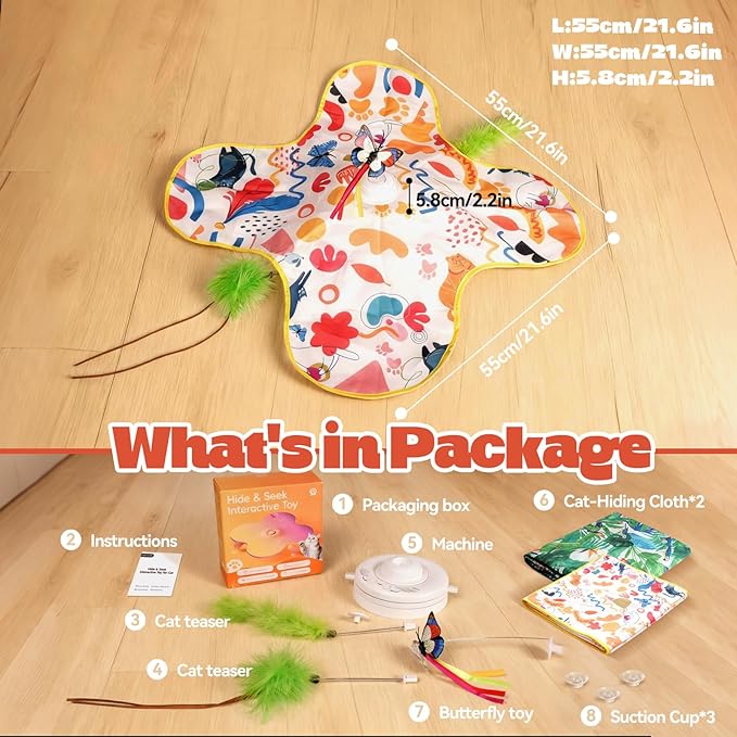 Cat Toys for Indoor Cats, 4in 1 Interactive Cat Toys Rechargeable with Butterfly, Feathers, Setaria Viridis, Real Animal Squeaky, Indoor Kitty Exercise Automatic Pet Toys with 2 Covers for All Breeds