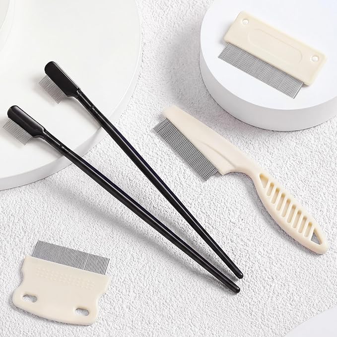 5 Pieces Dog Eye Combs Tear Stain Remover Combs Pet Grooming Comb for Small Dogs Gently Removing Eye Mucus and Crust (Beige, Black)