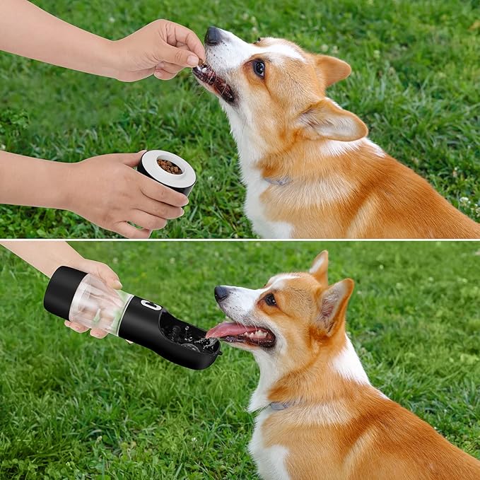 Outdoor Dog Water Bottle Portable - Leak Proof Bottles Dispenser for Dogs On The Go with Food Container Multifunctional Travel Outdoor(Black)