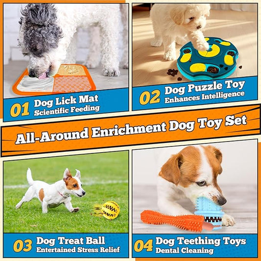 PETCARE 9 PCS Interactive Enrichment Dog Puzzle Toy Set, Mentally Stimulating Cognitive Dogs Toys for Small Medium Smart Dogs Cat, Includes Treat Dispensing Dog Toys, Lick Mat, Puppy Teething Chew Toy