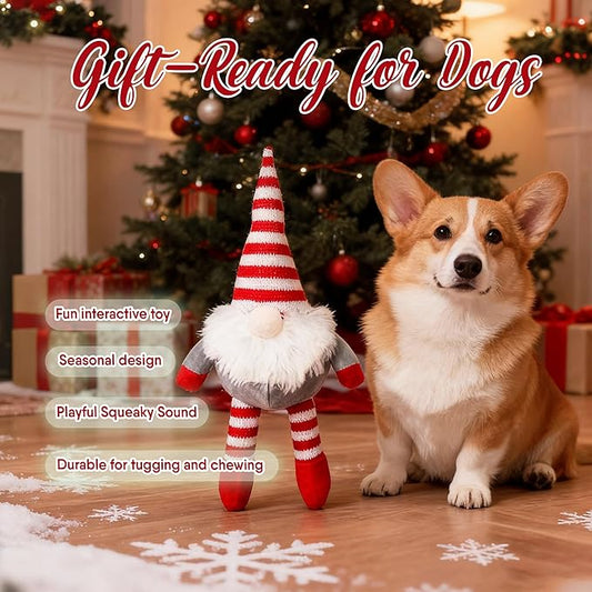 Bow Wow Pet Xmas Knitted Gnome Plush Dog Toy