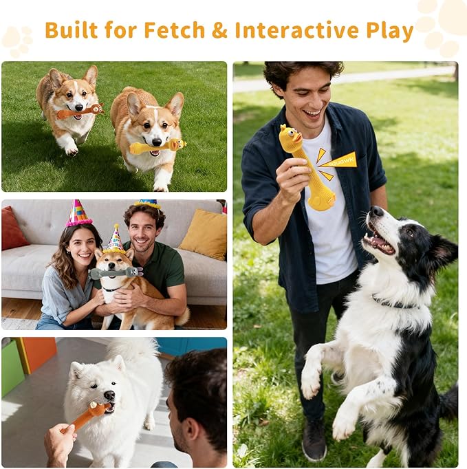 Latex Squeaky Dog Toys, 3 Pack Soft Rubber Dog Chew Toys, 8.7" Standing Stick Animal Pet Toy to Keep Them Busy, Interactive Fetch Squeak Toy for Puppy Small Medium Dogs