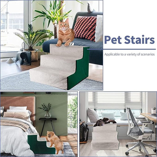 Dog Stair for Small Dogs Assembled Cat Steps with Washable Cover for Couch, Low Bed (Height: 12.2”)