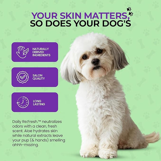 Hydrating Daily Dog Deodorant Spray – Gentle Between Bath Cleansing & Deodorizing Spray for Grooming Dry & Sensitive Skin – Extends Between Bath Time During Cold Weather