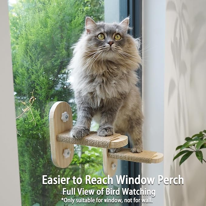 PETKARAY Cat Window Shelf, Original Cat Window Perch Stairs, Durable Kitty Seat for Window Sill, Sturdy Window Step for Indoor Cats