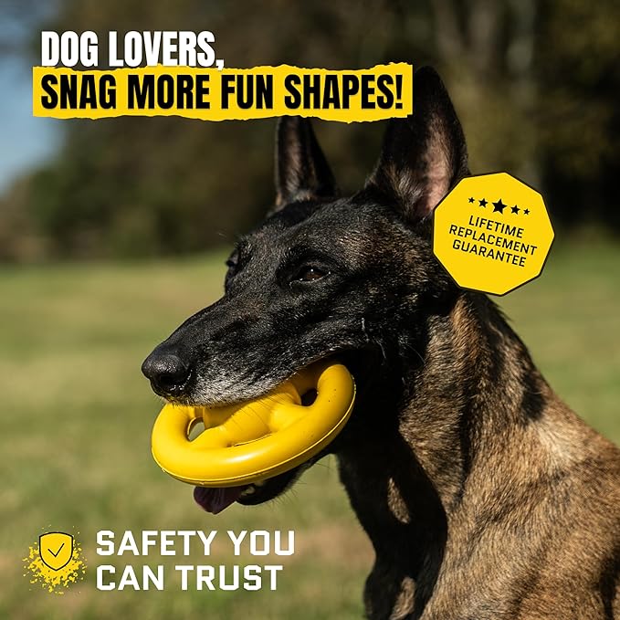 Virtually Indestructible Orbit Dog Ball - Lifetime Replacement - Tough, Durable Chew Toy for Aggressive Chewers - Safe Non-Toxic Natural Rubber - Chew, Fetch, Puzzle - Med/Large, 6"x2.5"