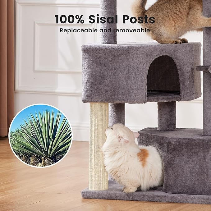Gardner Pet 41" Cat Tree for Large Cats, Heavy Duty Cat Trees Towers with 3.2in Posts & Washable Top Perches & Replaceable Natural Sisal