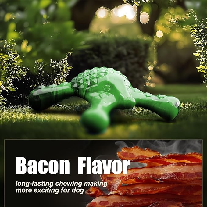 Dog Toys for Aggressive Chewers, Nylon Indestructible Dog Toy for Medium Large Dogs, Hedgehog Ddog Chew Toys with Bacon Flavor, Long Lasting, Dog Toys for Boredom, Green