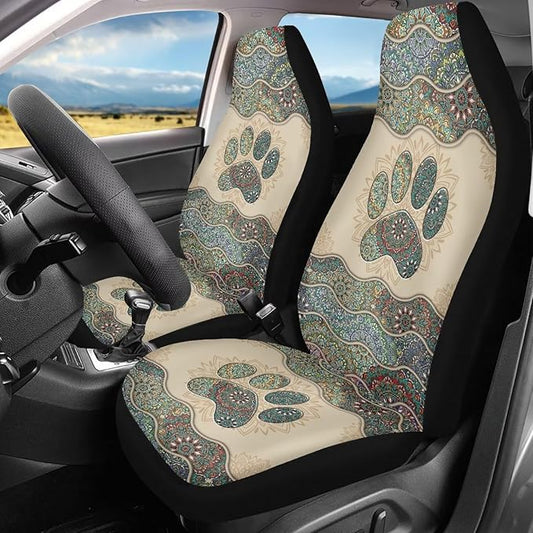 Dog Paw Car Seat Cover, Non-Slip Auto Front Seat Covers Automobile Seats Protectors Car Accessories for Vehicle, Cars, Sedan, Truck, SUV, Van