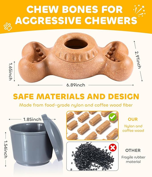 DPB Frozen Dog Toy to Keep Them Busy, FreezeBone Chew Toy & Peanut Butter Fillable Toy & Freezer/Freezable/Frozen Lick Treat Tray Enrichment Toys for Medium/Large Dogs