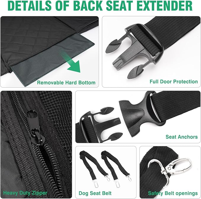 HOCHO Truck Dogs Seat Cover for Back Seat, Upgraded Hard Bottom +65% Space 400LBS Holding Dog Seat Cover Extender for Full Size Truck/SUV F150 Silverado RAM1500 GMC Tundra Titan
