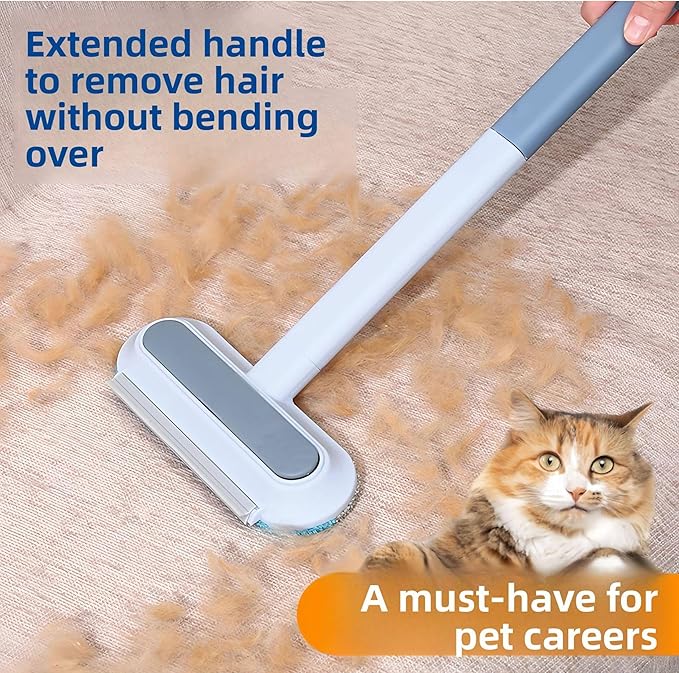 2026 NEW Pet Hair Removal Tool for Dogs & Cats (19" Long Brush + Gloves), Electrostatic Reusable Pet Hair Remover, Five Finger Magic Brush with Adjustable Handle for Couch, Carpet, Bedding, Clothes