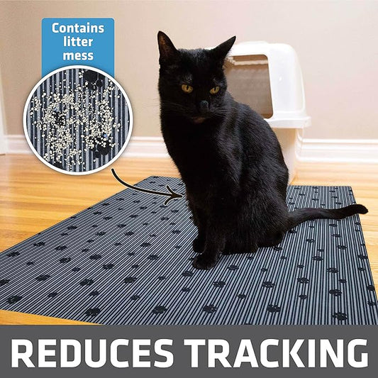 Drymate Cat Litter Box Mat, Litter Trapping Mat, Waterproof, Urine-Proof, Absorbent, Machine Washable, Soft on Paws, Contains Mess, Protects Floors, Kitten Supplies, Dark Grey, 28x36 XL