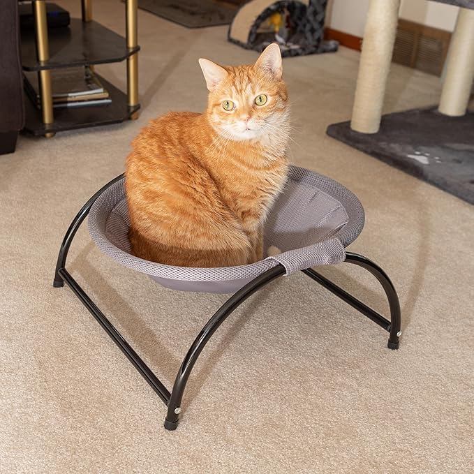 PETMAKER Cat Bed - Cat Hammock with Protective Feet, Breathable Fabric and Removable, Machine Washable Cover - Cat Beds for Pets up to 33lbs (Gray)