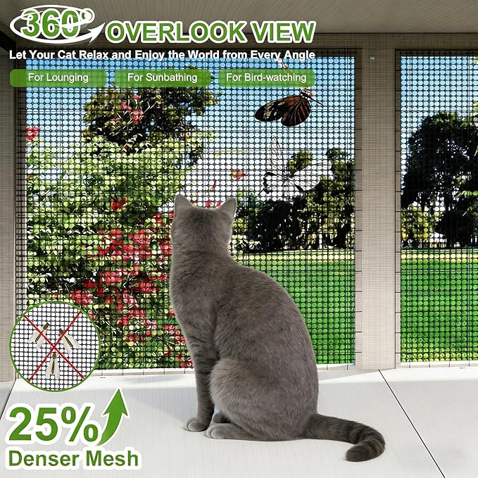 Cat Window Box Catio Outdoor Pet Patio with Bug Proof Net for Sunbathing, Napping&Bird Watching Cat Outside Enclosure no Drill Window Perch for Indoor Cats for Apartments, Grey/White (White)