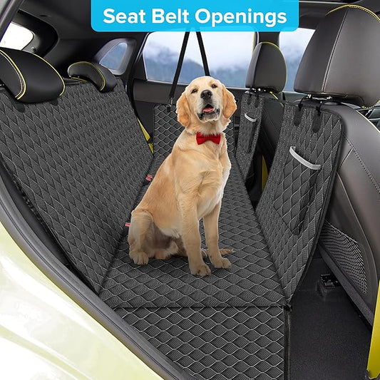 XHRING Dog Seat Cover Back Seat Truck Pet for Ford F150 F250 F350 Super Duty Ram 1500 2500 3500/GMC Sierra/Chevy Silverado, Waterproof & Scratchproof Back Seat Pet Cover for Pickup Truck Black Grey
