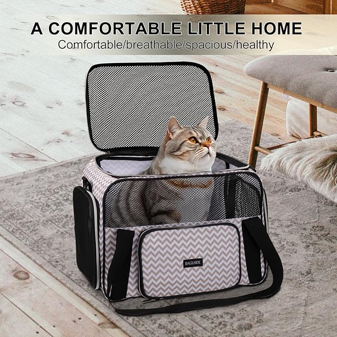 BAGLHER Pet Travel Carrier, Cat Carriers Dog Carrier for Small Medium Cats Dogs Puppies, Airline Approved Small Dog Carrier Soft Sided, Collapsible Puppy Carrier