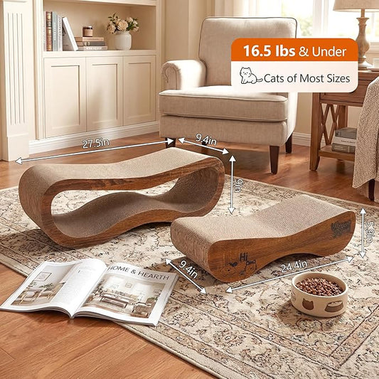 Cat Scratcher 2 in 1 Scratchers for Indoor Cats Scratching Board Cardboard, Horizontal Corrugated Scratch Pad for Cats as Beds & Furniture Reversible Sofa Scratch
