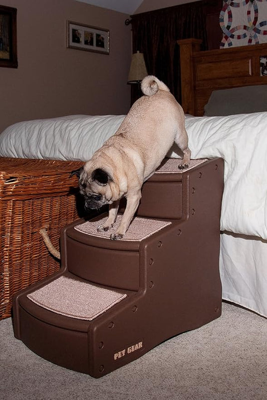 Pet Gear Easy Step III Pet Stairs, 3 Step for Cats/Dogs, Removable Washable Carpet Treads, for Pets Up to 150lbs, No Tools Required, Available in 6 Colors