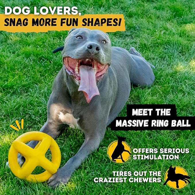 Indestructible Jumping Jack Chew Toy - Lifetime Replacement - Durable Dog Toy for Aggressive Chewers - Safe, Non-Toxic Natural Rubber - Interactive, Chew & Fetch - Tough, Heavy Duty - 4.5”