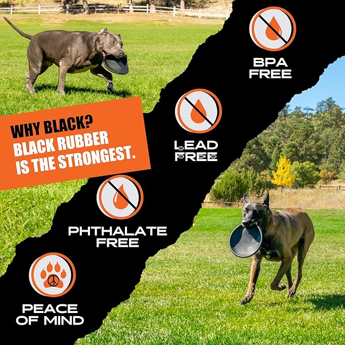Monster K9 Indestructible Flying Disc - Lifetime Replacement - Durable Dog Toy for Aggressive Chewers – Tug & Fetch (Not Chew Toy) – Safe Non-Toxic Natural Rubber - Tough, Heavy Duty - USA Made - 8.5"