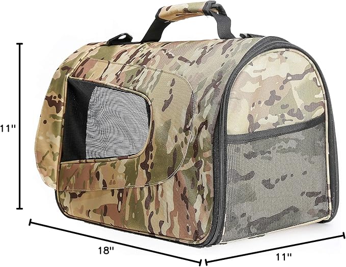 Pawer 18” x 11”x 11” Soft-Sided Foldable Airline Approved Pet Carrier for Cat, Puppy and Small Dog, Washable 600D Oxford Fabric, with Handle and Strap for Carry, Multiple Colors Available