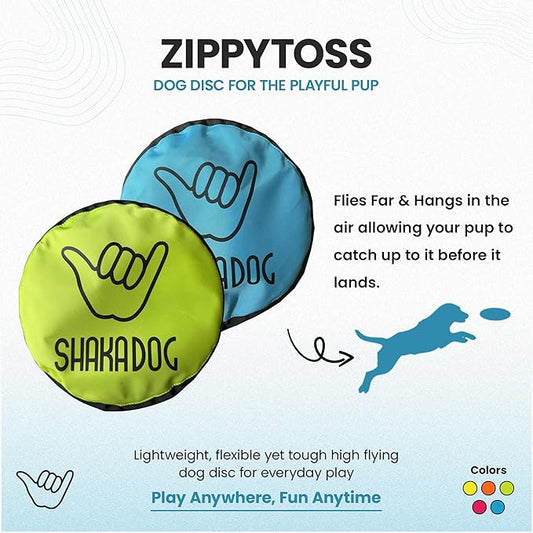 Shaka ZippyToss Flying Dog Disc Interative Fetch Toy 9" (Multi-Color, Pack of 5)