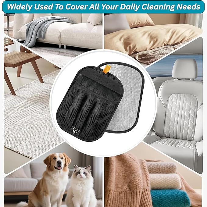 2-Pack Pet Hair Removal Glove for Cats & Dogs, Five-Finger Electrostatic Reusable Gloves for Removing Fur from Couch, Carpet, Clothing & Car Seats