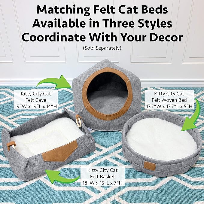 Kitty City Felt Lounge Sleeper Bed, Warm and Cozy cat Bed, Gray (CM-10068-CS01)