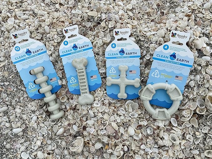 Spunky Pup Clean Earth Recycled Bone| Made in USA | Made from 100% Recycled Water Bottles, Gray