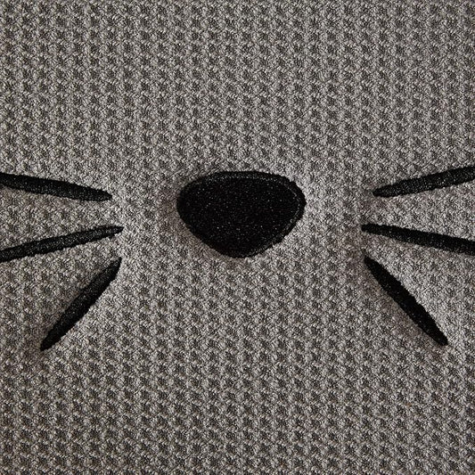 Bone Dry Embroidered Microfiber Cat Shape Pet Food & Water Placemat-Gray (Pack of 2)