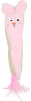 Andiker Catnip Toys for Indoor Cats,10.24inches Plush Toy for Cats with Crinkle Paper Inside,Fluffy cat Toy with Feather and 2 Scratcher (Pink)