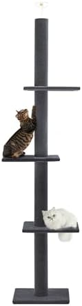 Max & Marlow 95-108" Floor to Ceiling Cat Tree for Indoor Cats, Dark Grey by MaxMarlow