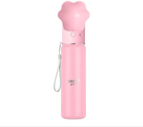 Stainless Steel Dog Travel Water Bottle, Vacuum Insulated Portable Dog Water Dispenser, Drink Cup and Snack Container On The Go, Outdoor Walking, Hiking, Travel (Pink, 22oz) by WaggleBottle