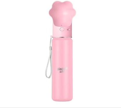Stainless Steel Dog Travel Water Bottle, Vacuum Insulated Portable Dog Water Dispenser, Drink Cup and Snack Container On The Go, Outdoor Walking, Hiking, Travel (Pink, 22oz) by WaggleBottle