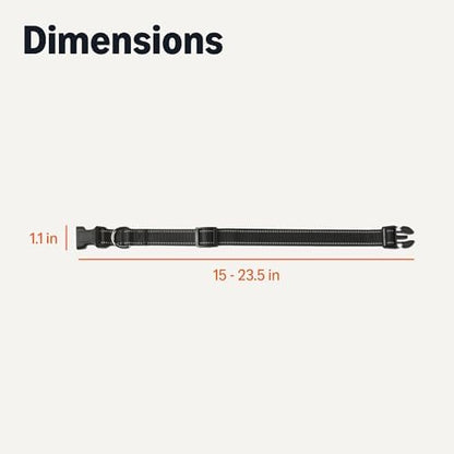 Amazon Basics Reflective Polyester Dog Collar, Adjustable Length 15"-23.5", 1.1" W, Quick-Release Buckle for Easy On/Off, Medium, Black - Image 5