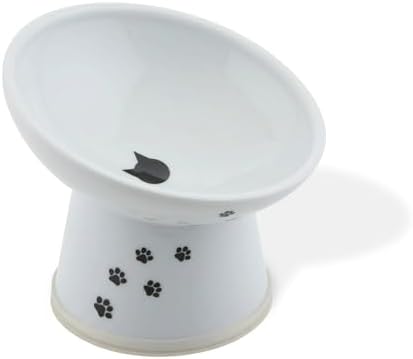 Necoichi Ceramic Elevated Cat Food Bowl, 15° Tilted (Cat, Regular Tilted) by NECOICHI