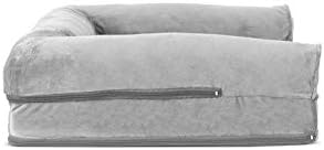 Furhaven Orthopedic Dog Bed for Medium/Small Dogs w/ Removable Bolsters & Washable Cover, For Dogs Up to 35 lbs - Faux Fur & Velvet Sofa - Smoke Gray, Medium - Image 4