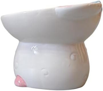 Cute Highland Cow Design Elevated Cat Bowl,Catoon Animal Dish - 15° Tilted Ceramic Pet Food Dish, Anti-Vomit for Cats/Dogs, Wide Mouth, Holds 150g Kibble - Image 4