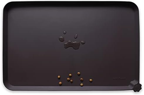 Hoki Found L Silicone Non Slip Pet Dog Cat Bowl Mats - Waterproof Dog Cat Food Mats - Dark Oak by Hoki+Found